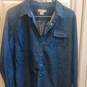 Liz Claiborne Women's Button Down Soft Denim Shirt